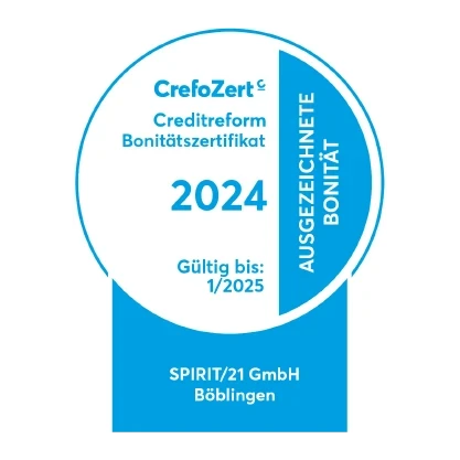 Auszeichnung Creditreform Bonitätszertifizat 2024 | SPIRIT/21