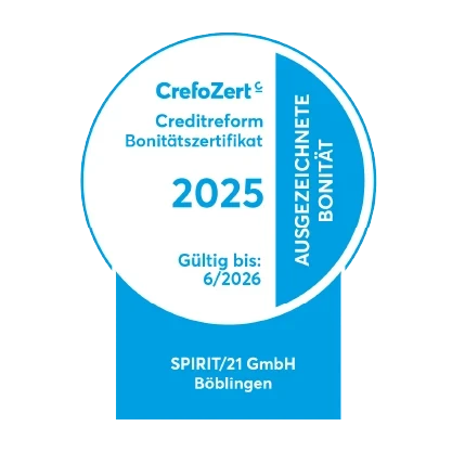 Auszeichnung Creditreform Bonit&auml;tszertifizat 2025 | SPIRIT/21