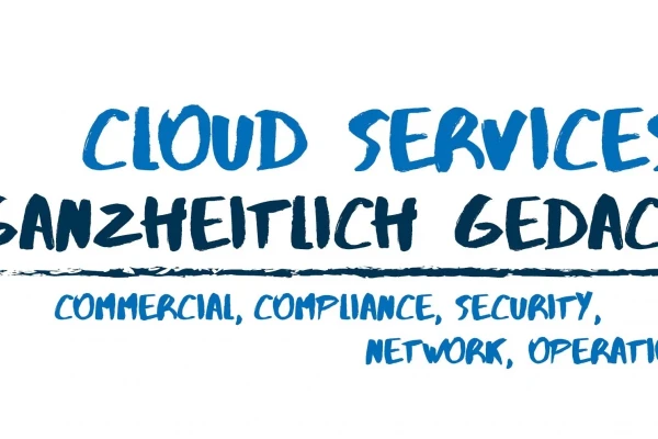 Schriftzug: Cloud Services ganzheitlich gedacht - Commercial, compliance, security, network, operational | SPIRIT/21