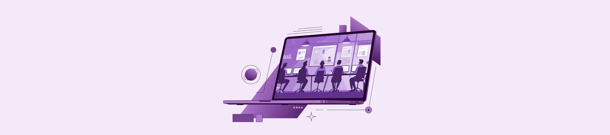 Laptop mit mehreren Personen am Tisch als Bild