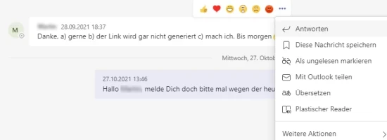 Abbildung 2: Ältere Chat-Nachrichten können nun zitiert und beantwortet werden | SPIRIT/21