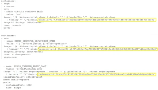 Beispiel minio-supervisorservice-2.0.0.yml – hat mehrere Images (keine Image-Bundles) definiert | SPIRIT/21