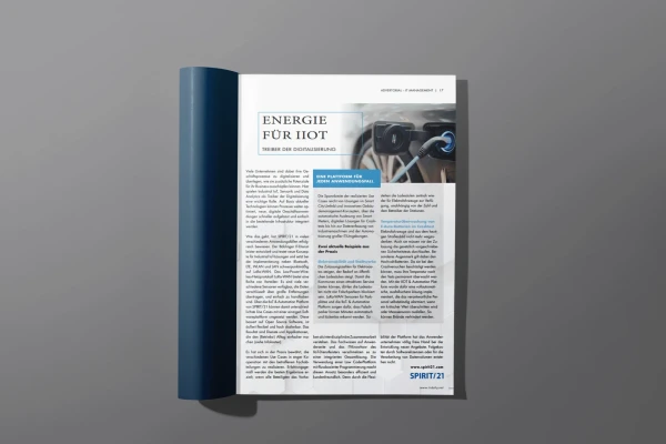 Eine aufgeklappte Zeitschrift mit dem ver&ouml;ffentlichten Beitrag | SPIRIT/21