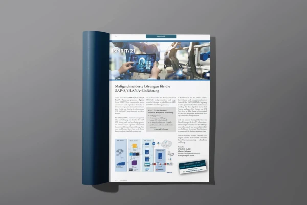 Eine aufgeklappte Zeitschrift mit dem ver&ouml;ffentlichten Beitrag | SPIRIT/21