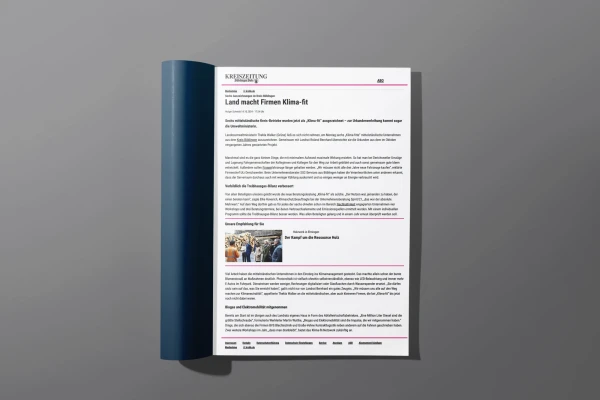 Vorschau des Artikels "Land macht Firmen klima-fit" im B&ouml;blinger Bote | SPIRIT/21