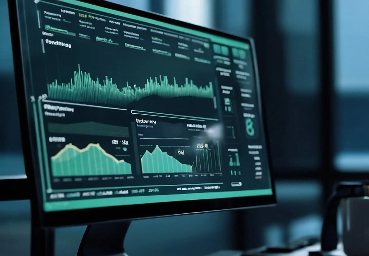 Computer und Dashboard für die Analyse von Unternehmensdaten auf einem Monitor | SPIRIT/21